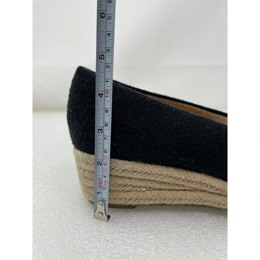 LifeStride Kamilla Black Fabric Espadrille Wedge Pumps Shoes Womens 11W